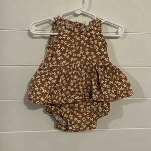 0-3mon.  Quincy Mae skirted tank floral romper